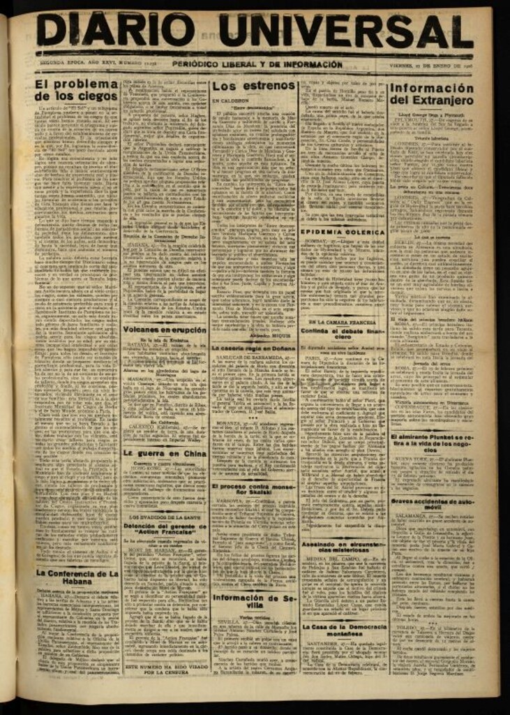 Miniatura de Diario Universal del 27 de enero de 1928