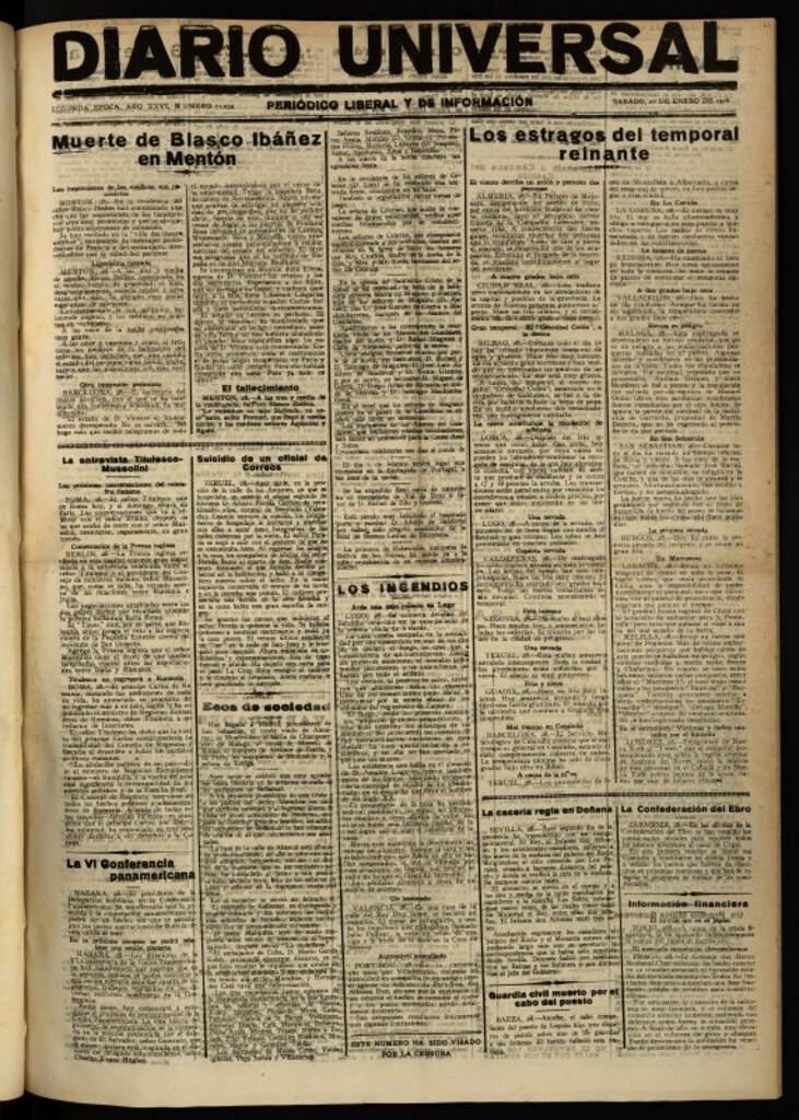 Miniatura de Diario Universal del 28 de enero de 1928