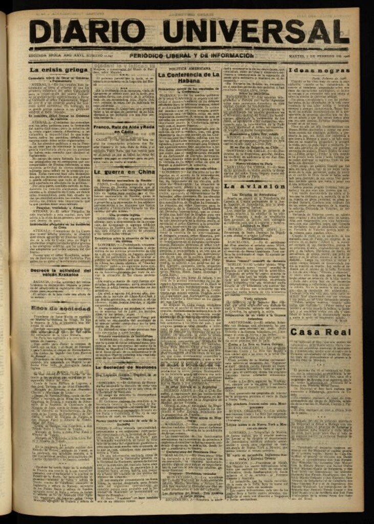 Miniatura de Diario Universal del 7 de febrero de 1928
