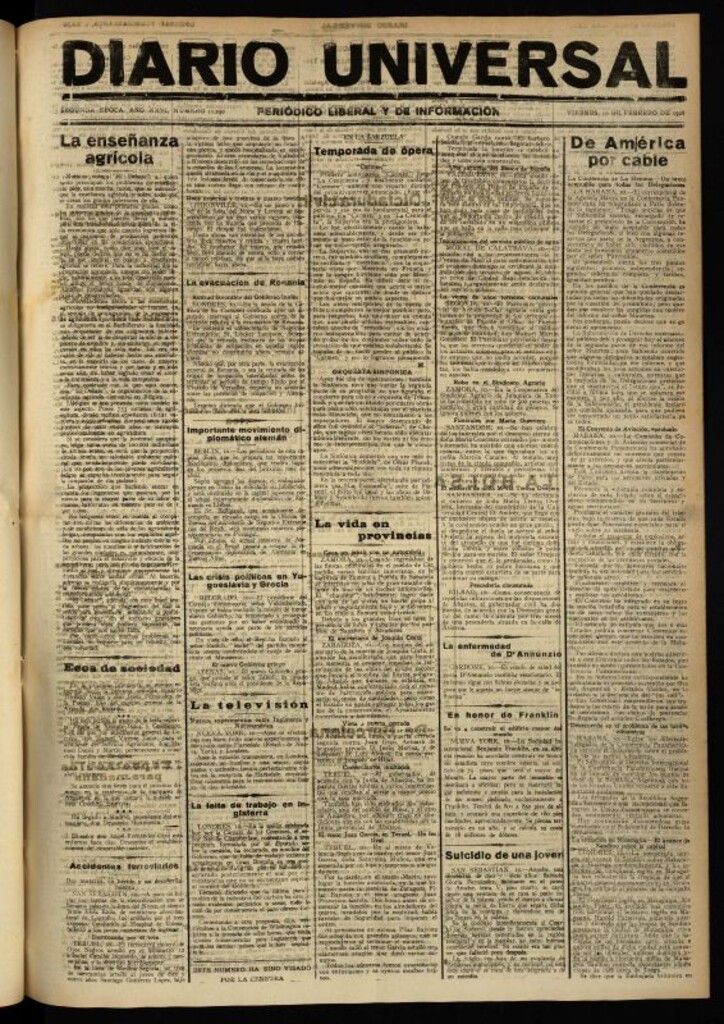 Miniatura de Diario Universal del 10 de febrero de 1928