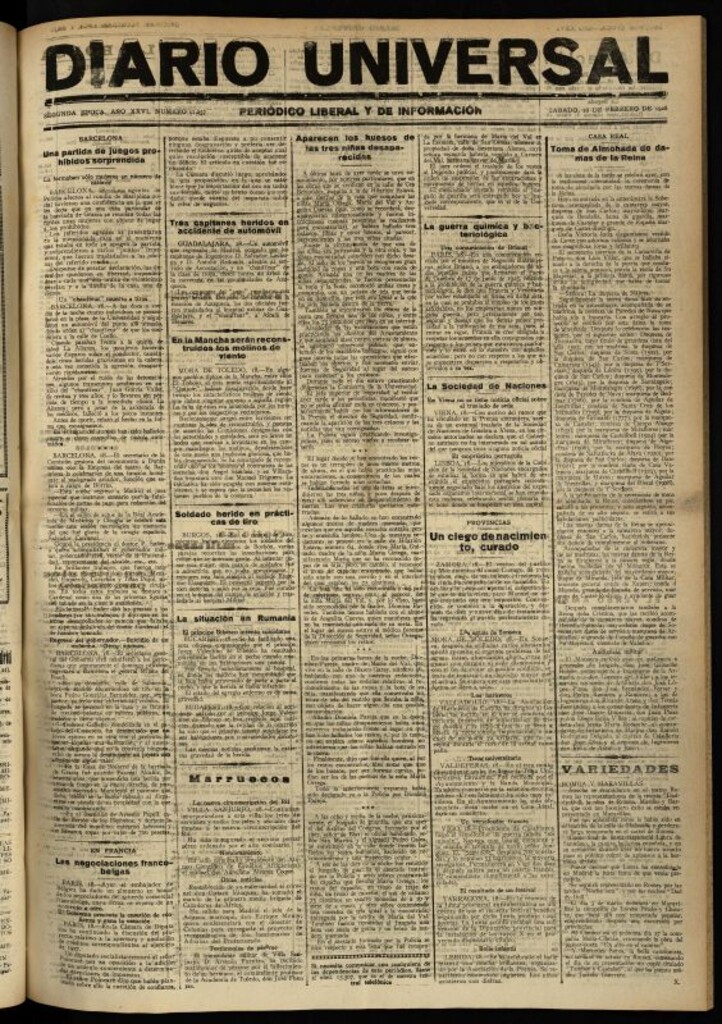 Miniatura de Diario Universal del 18 de febrero de 1928