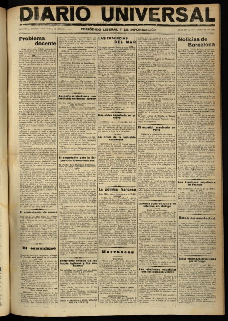 Miniatura de Diario Universal del 25 de febrero de 1928