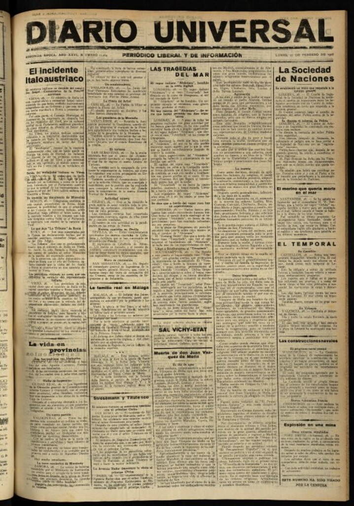 Miniatura de Diario Universal del 27 de febrero de 1928
