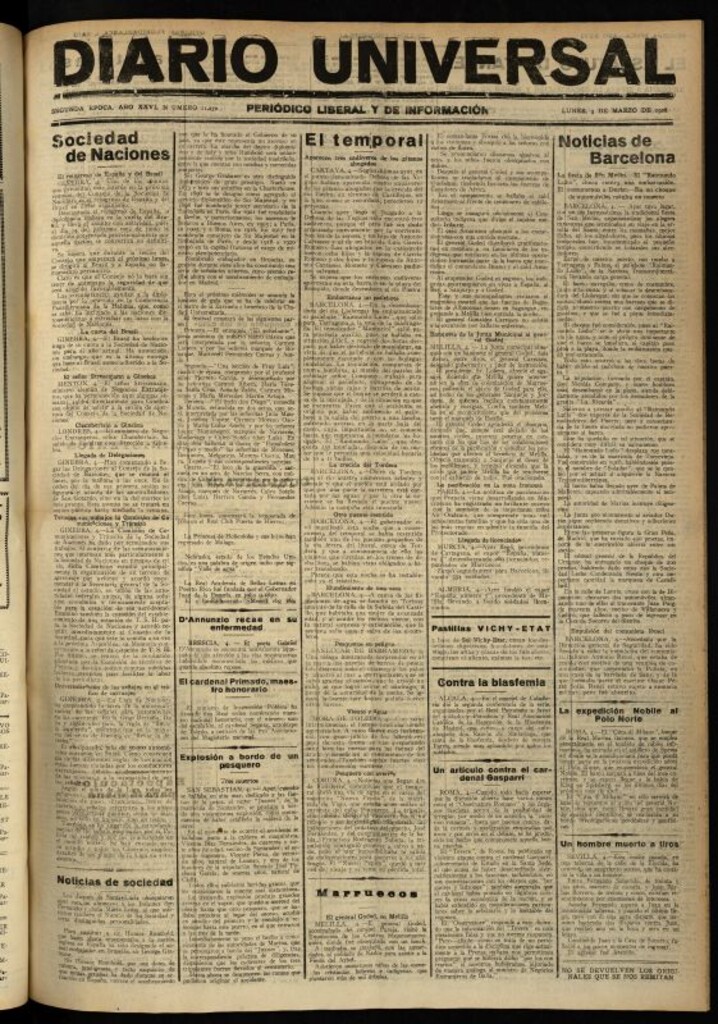 Miniatura de Diario Universal del 5 de marzo de 1928