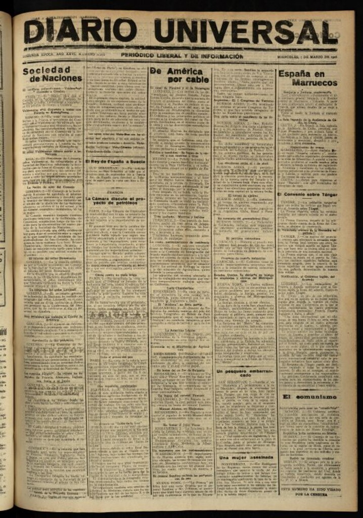 Miniatura de Diario Universal del 7 de marzo de 1928