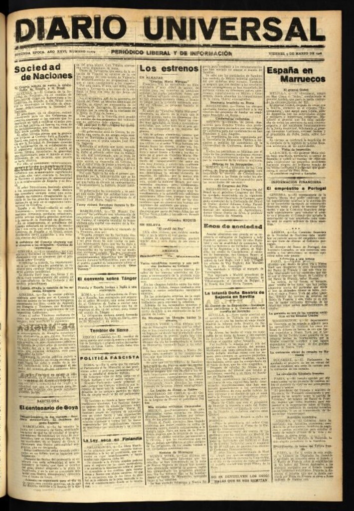 Miniatura de Diario Universal del 9 de marzo de 1928
