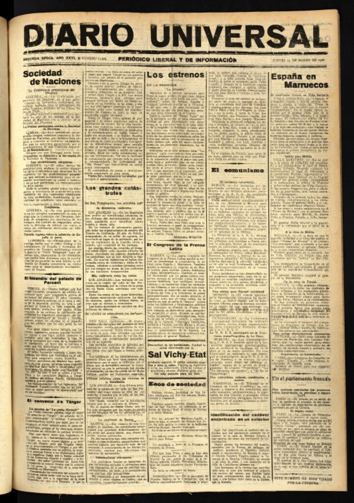 Miniatura de Diario Universal del 15 de marzo de 1928