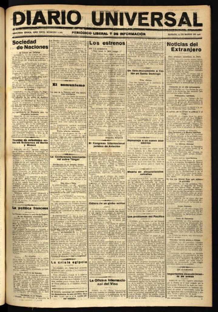 Miniatura de Diario Universal del 17 de marzo de 1928