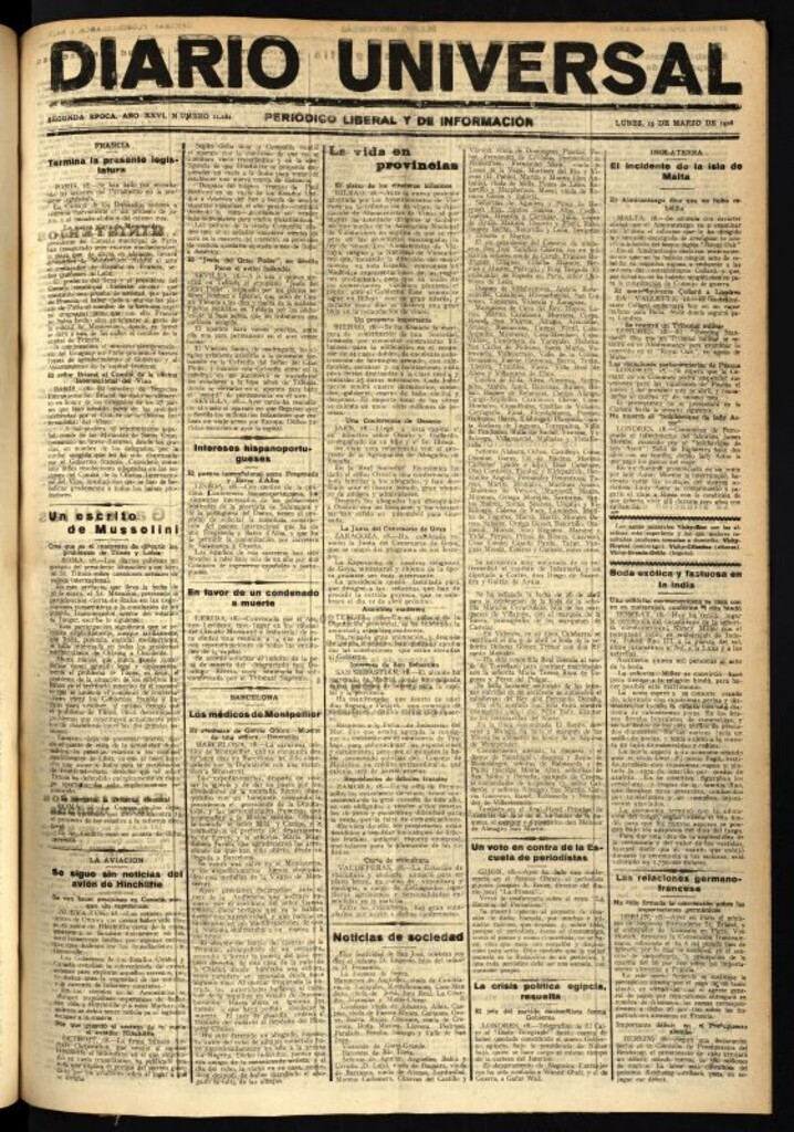 Miniatura de Diario Universal del 19 de marzo de 1928