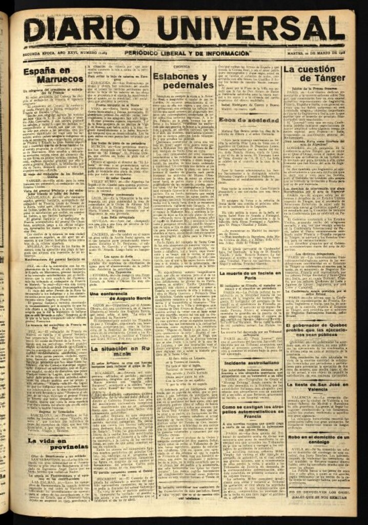 Miniatura de Diario Universal del 20 de marzo de 1928