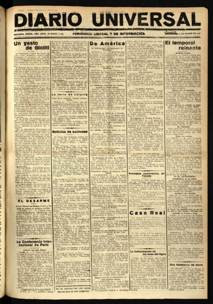 Miniatura de Diario Universal del 22 de marzo de 1928