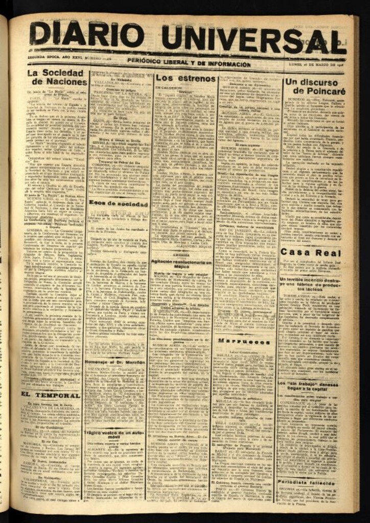 Miniatura de Diario Universal del 26 de marzo de 1928