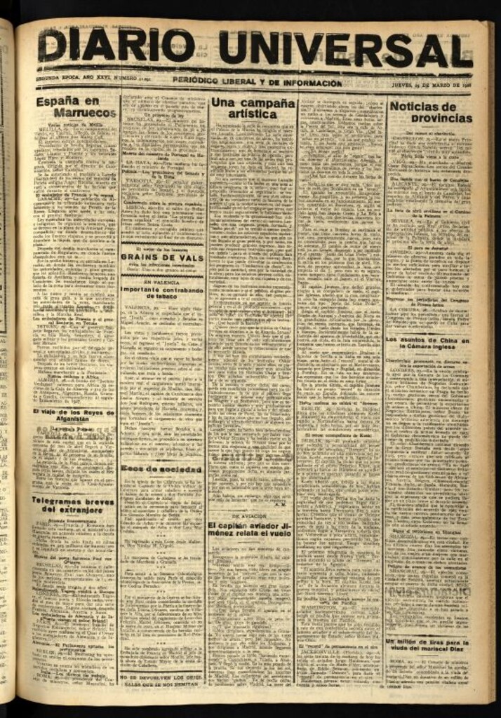 Miniatura de Diario Universal del 29 de marzo de 1928