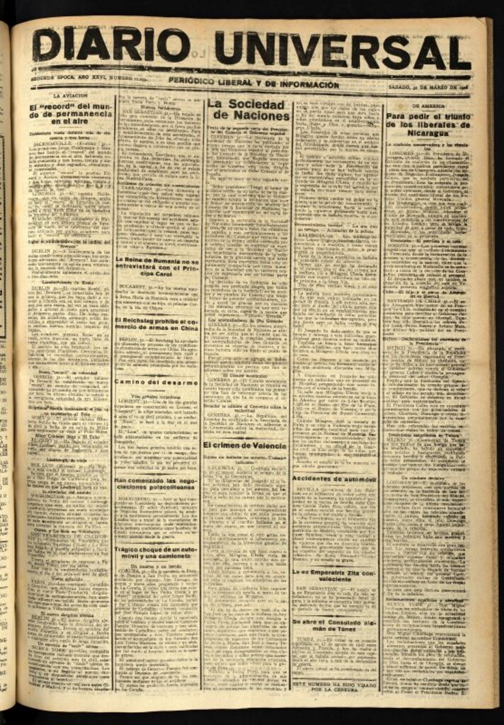 Miniatura de Diario Universal del 31 de marzo de 1928