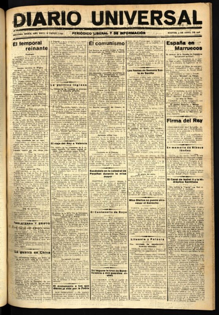 Miniatura de Diario Universal del 3 de abril de 1928