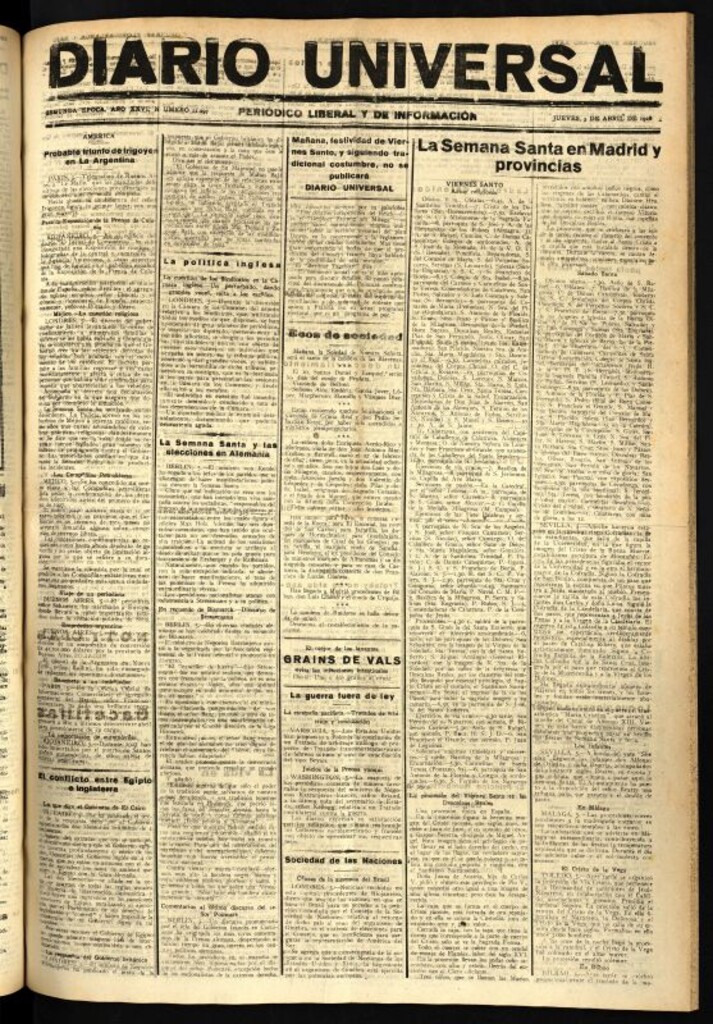 Miniatura de Diario Universal del 5 de abril de 1928
