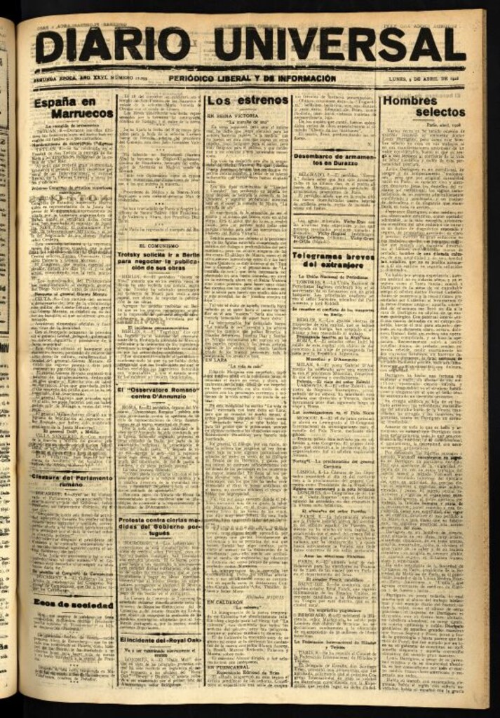 Miniatura de Diario Universal del 9 de abril de 1928