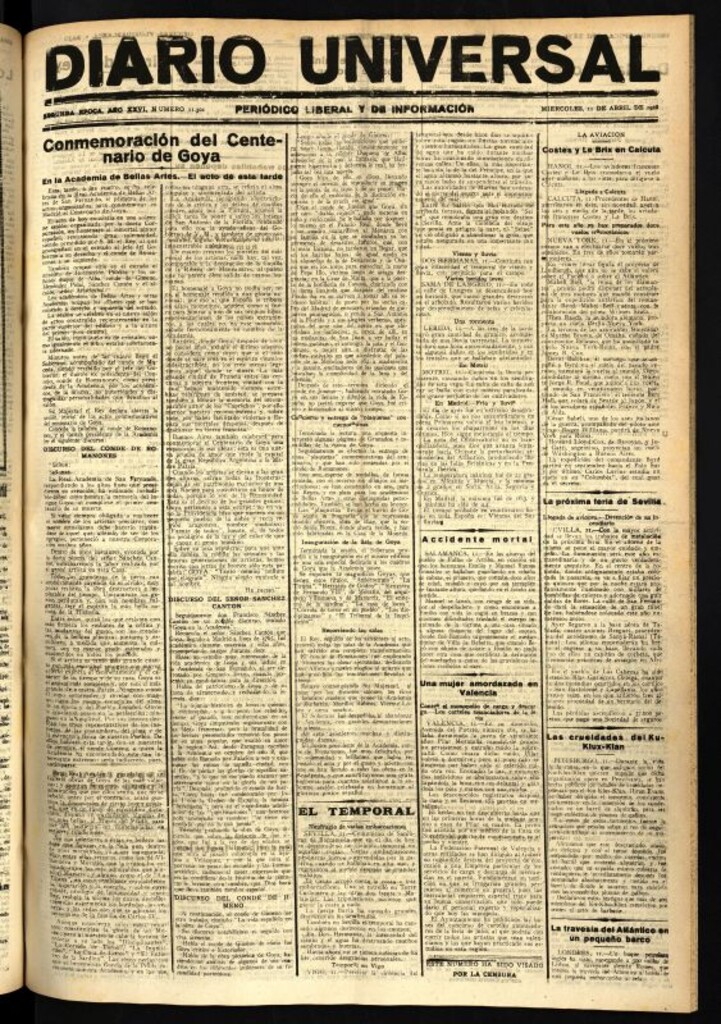 Miniatura de Diario Universal del 11 de abril de 1928