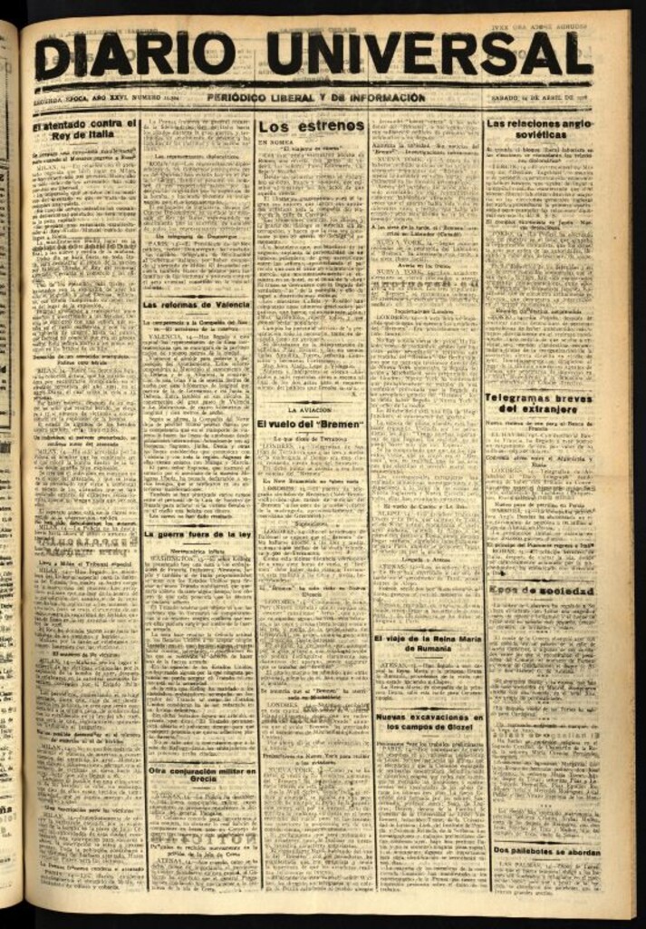 Miniatura de Diario Universal del 14 de abril de 1928