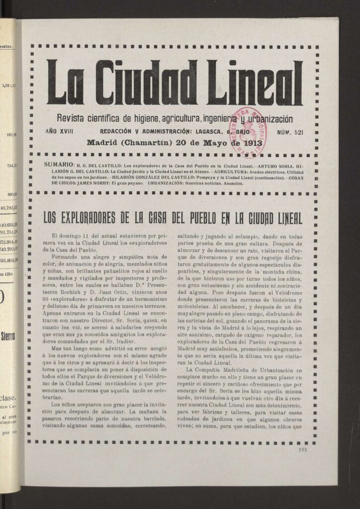 Miniatura de La Ciudad Lineal : órgano oficial de la Compañía Madrileña de Urbanización del 20 de mayo de 1913