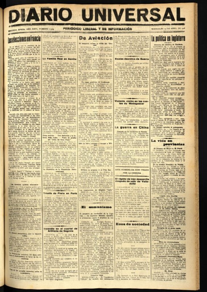 Miniatura de Diario Universal del 25 de abril de 1928