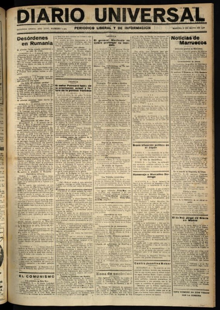 Miniatura de Diario Universal del 8 de mayo de 1928