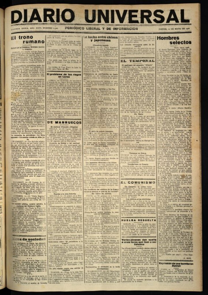 Miniatura de Diario Universal del 10 de mayo de 1928