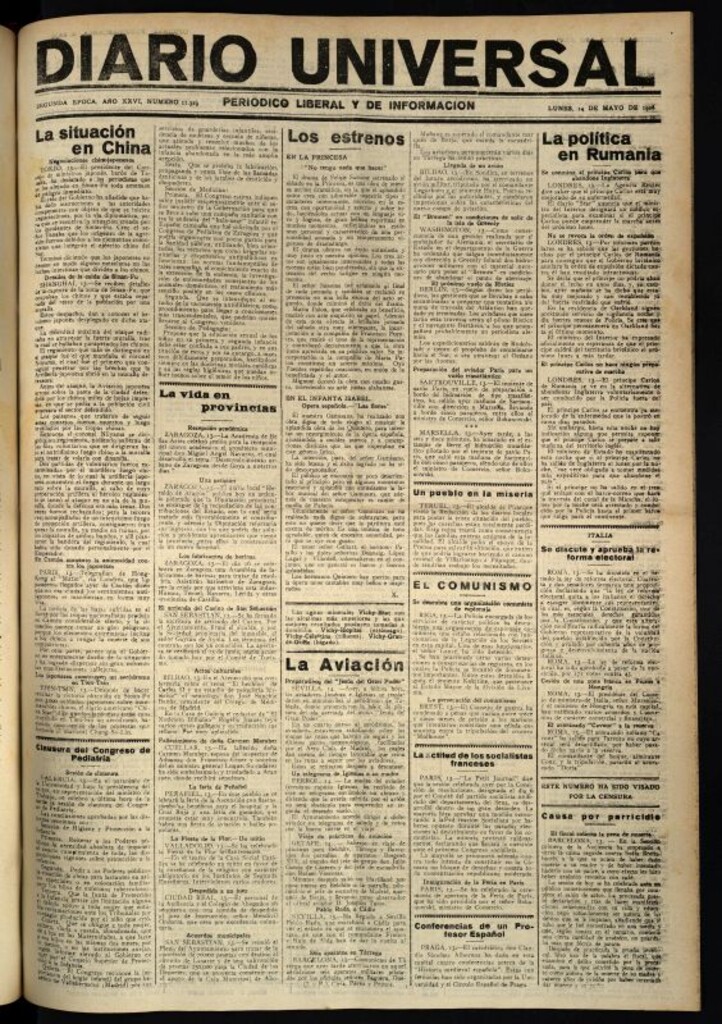 Miniatura de Diario Universal del 14 de mayo de 1928