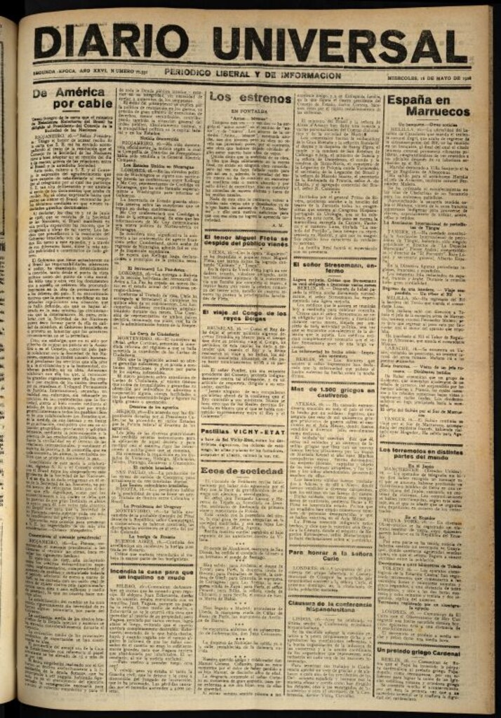 Miniatura de Diario Universal del 16 de mayo de 1928