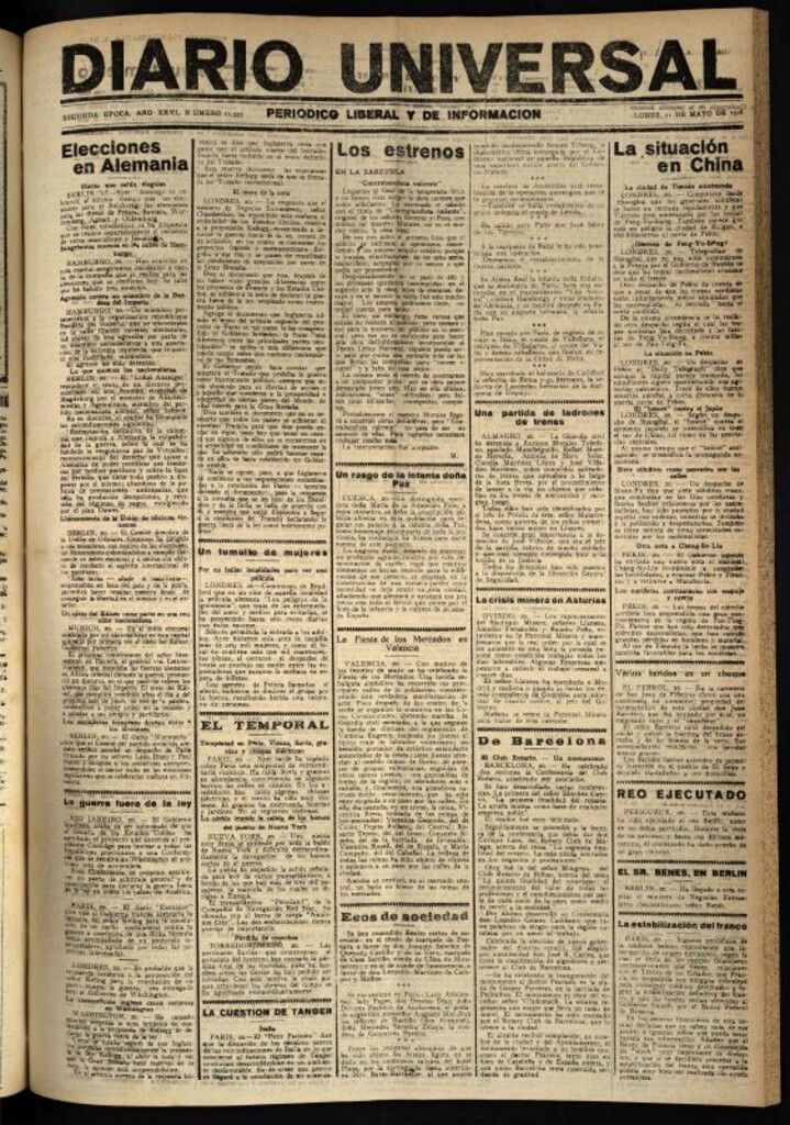 Miniatura de Diario Universal del 21 de mayo de 1928