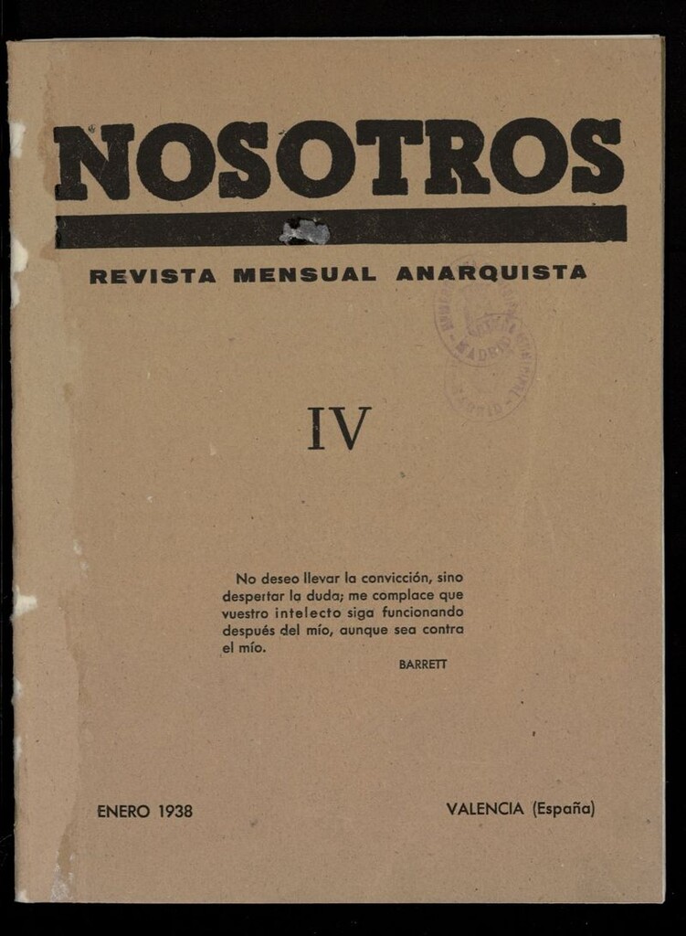 Miniatura de Nosotros: revista mensual anarquista