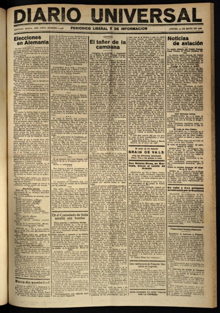 Miniatura de Diario Universal del 24 de mayo de 1928