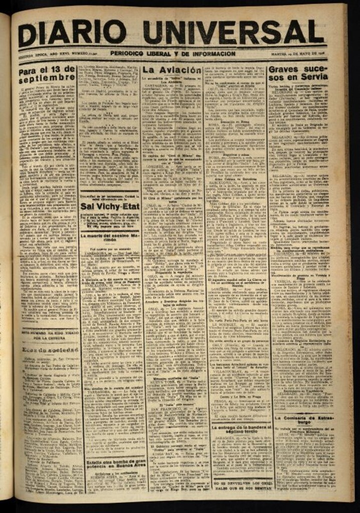 Miniatura de Diario Universal del 29 de mayo de 1928
