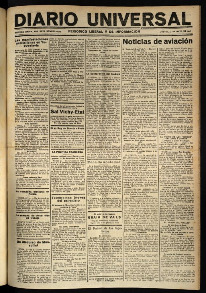 Miniatura de Diario Universal del 31 de mayo de 1928