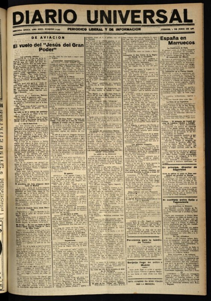 Miniatura de Diario Universal del 1 de junio de 1928