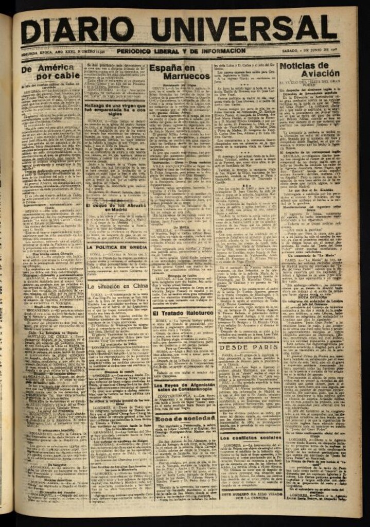 Miniatura de Diario Universal del 2 de junio de 1928