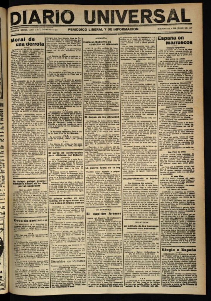 Miniatura de Diario Universal del 6 de junio de 1928