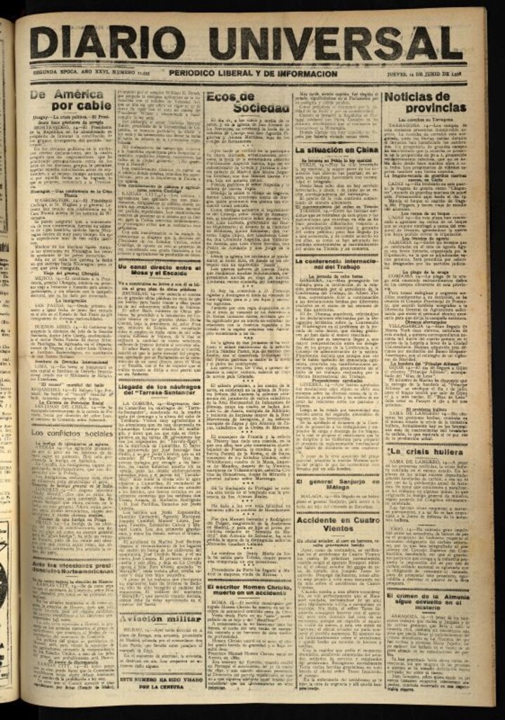 Miniatura de Diario Universal del 14 de junio de 1928