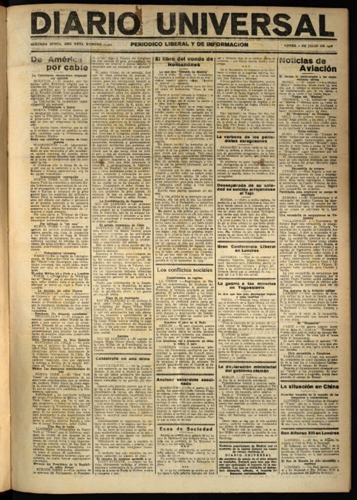 Miniatura de Diario Universal del 2 de julio de 1928