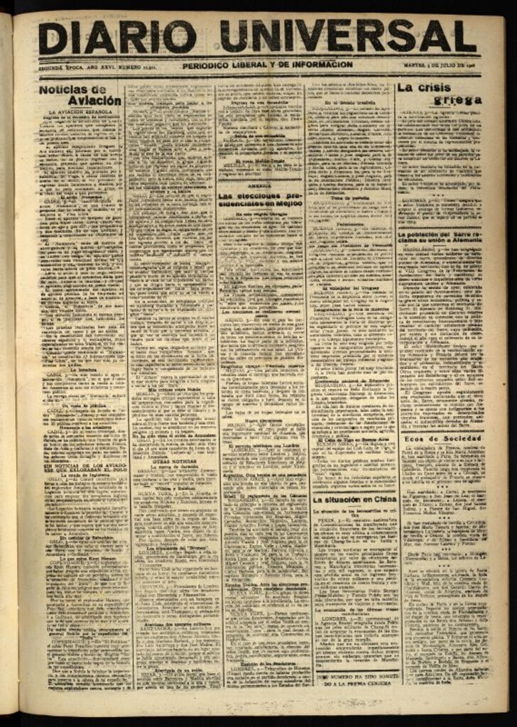 Miniatura de Diario Universal del 3 de julio de 1928