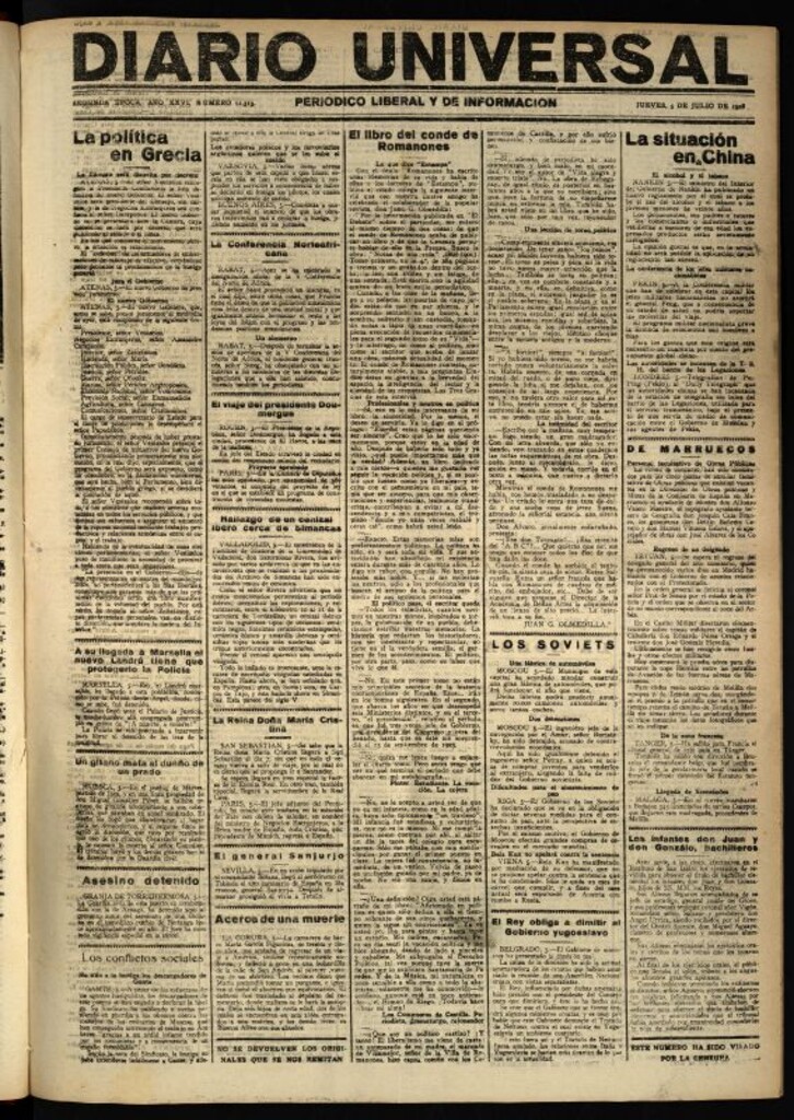 Miniatura de Diario Universal del 5 de julio de 1928