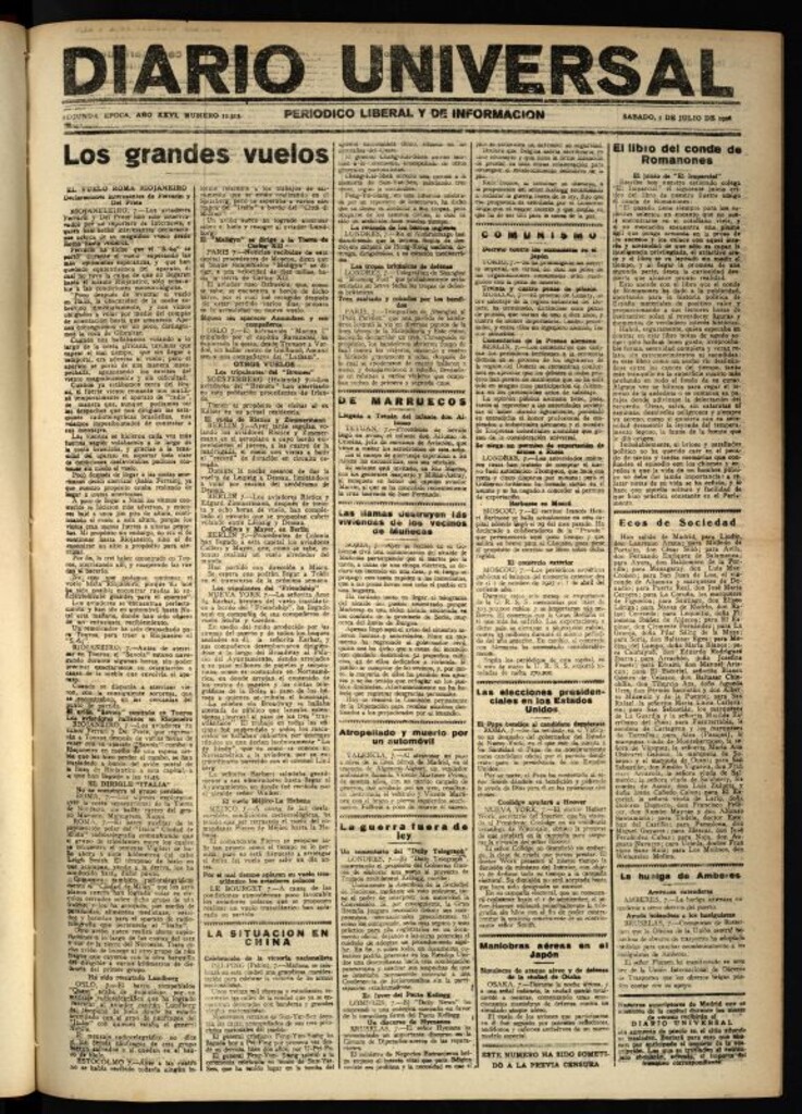 Miniatura de Diario Universal del 7 de julio de 1928