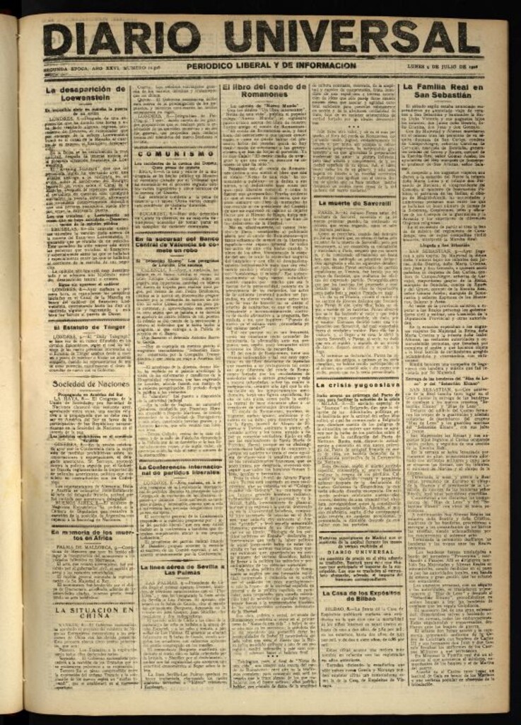 Miniatura de Diario Universal del 9 de julio de 1928