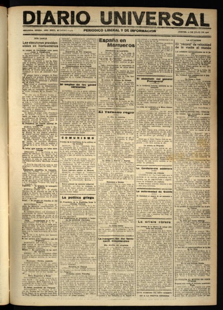 Miniatura de Diario Universal del 12 de julio de 1928