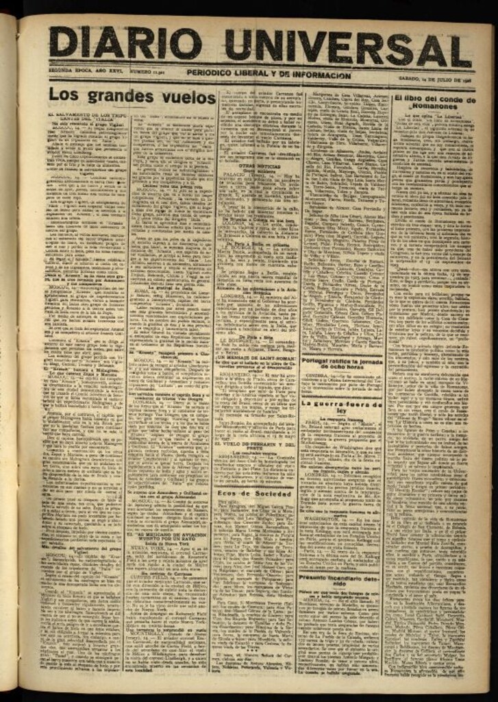 Miniatura de Diario Universal del 14 de julio de 1928
