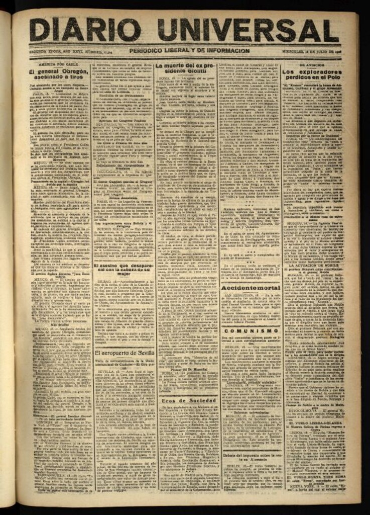 Miniatura de Diario Universal del 18 de julio de 1928