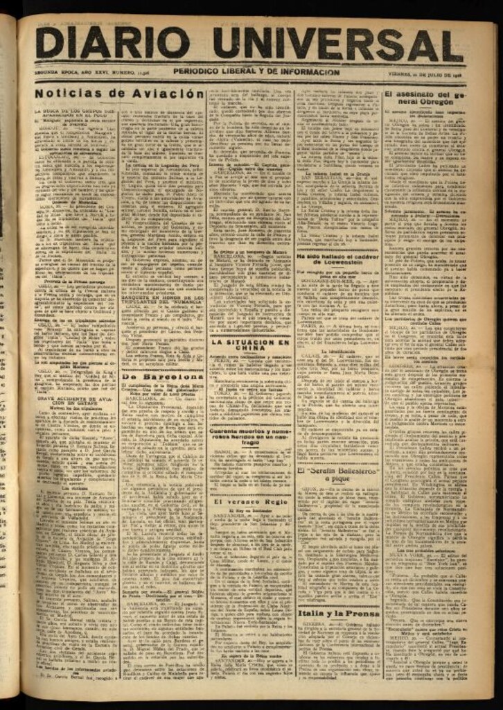 Miniatura de Diario Universal del 20 de julio de 1928