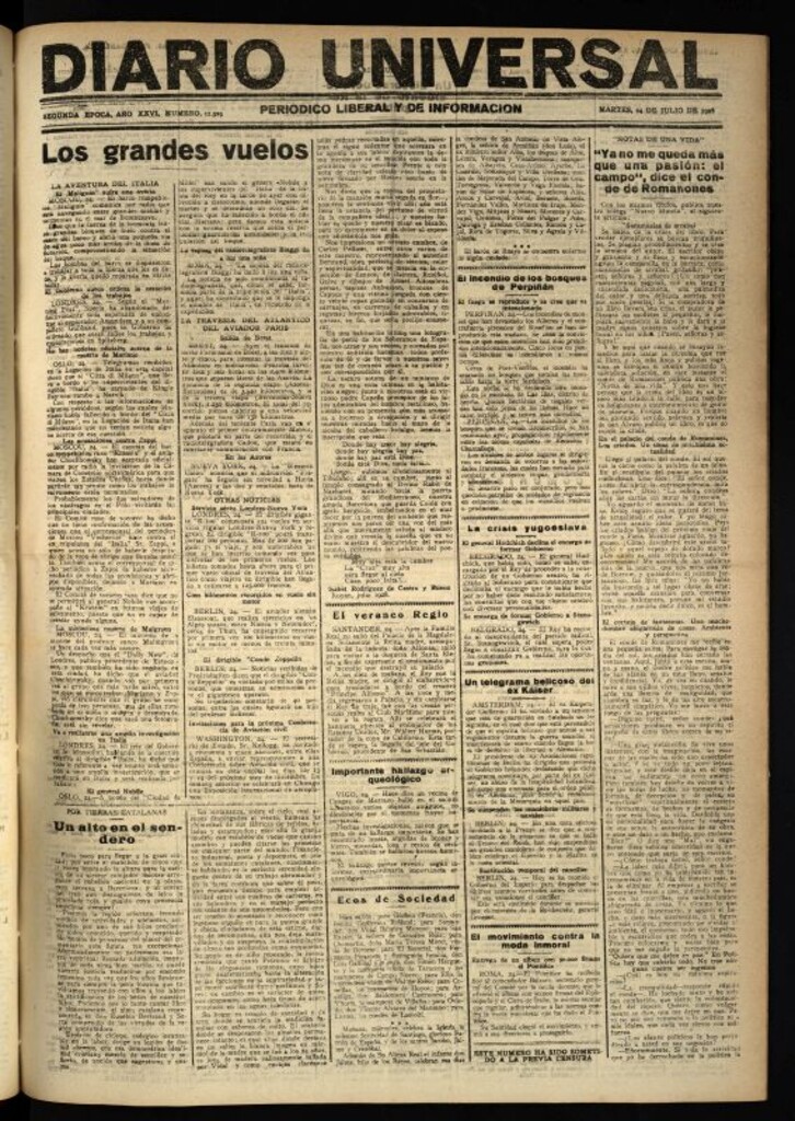 Miniatura de Diario Universal del 24 de julio de 1928