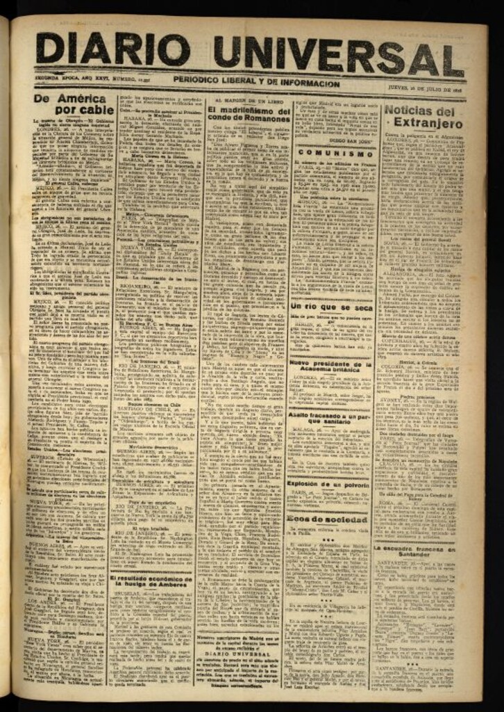 Miniatura de Diario Universal del 26 de julio de 1928