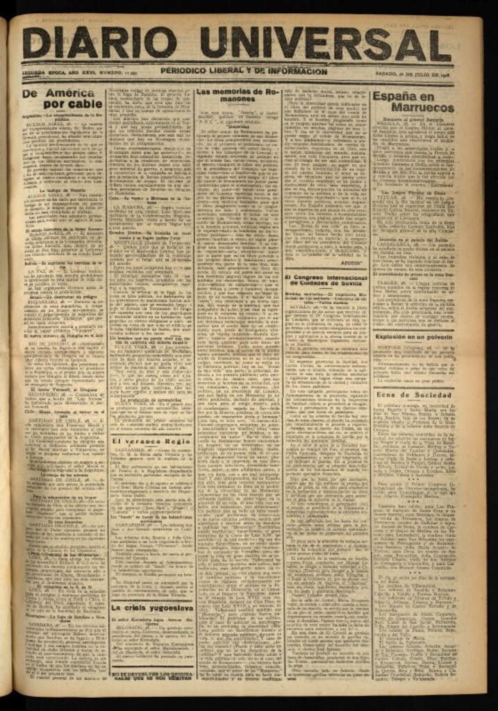 Miniatura de Diario Universal del 28 de julio de 1928